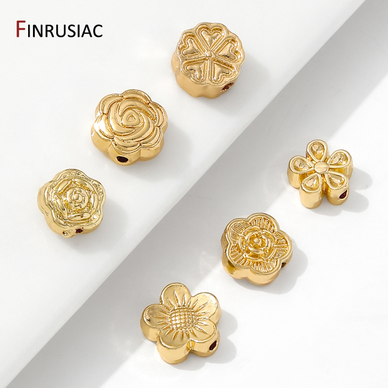 Flower Supplies - 14K Vergulde Messing Bloem Spacer Kralen,