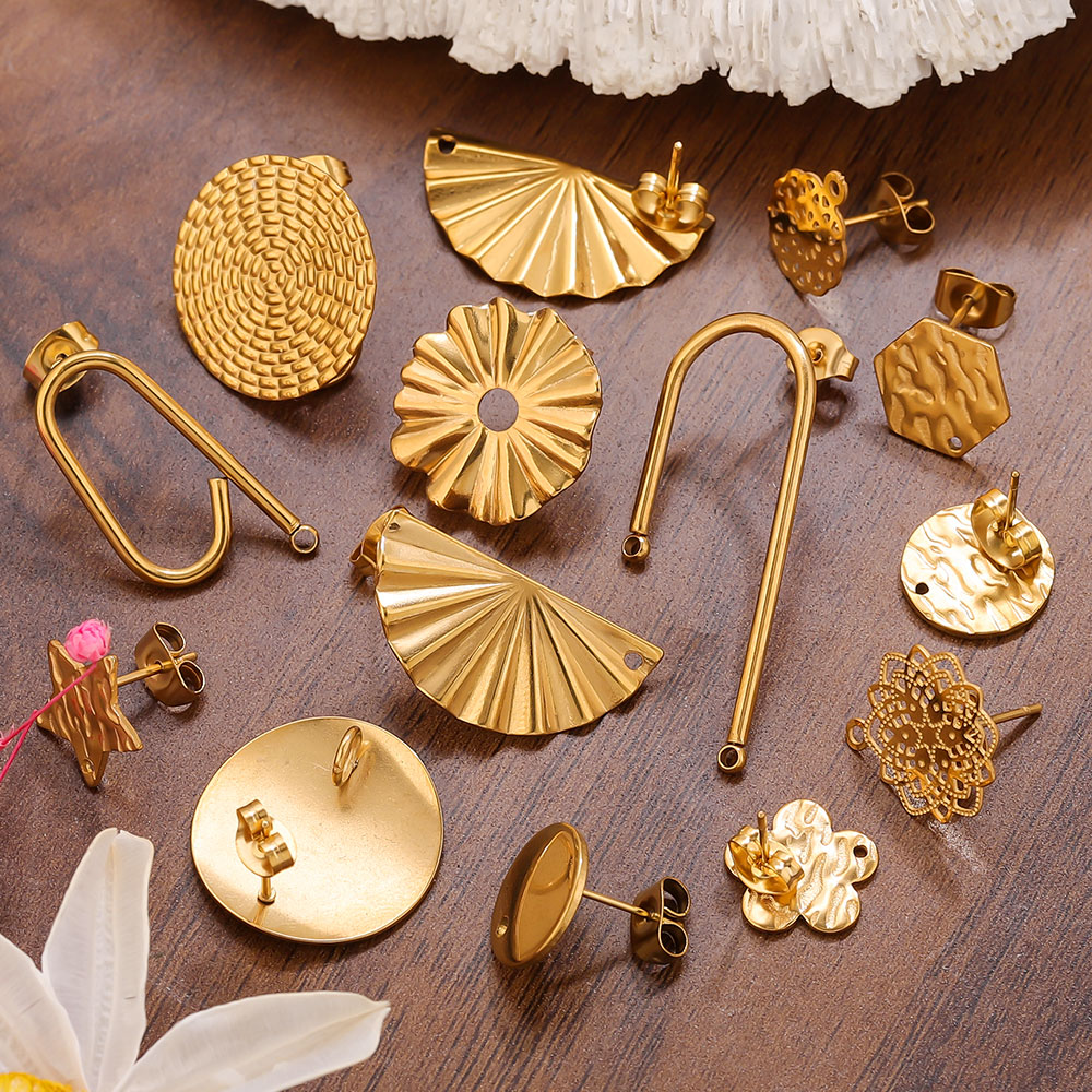 Flower Supplies - 10 stuks roestvrijstalen oorbellen 18K gouden